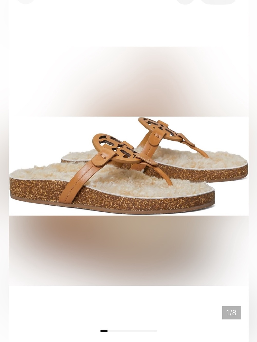 NIB $268 Tory Burch Miller Cloud shearling nappa leather caramel corn buttermilk